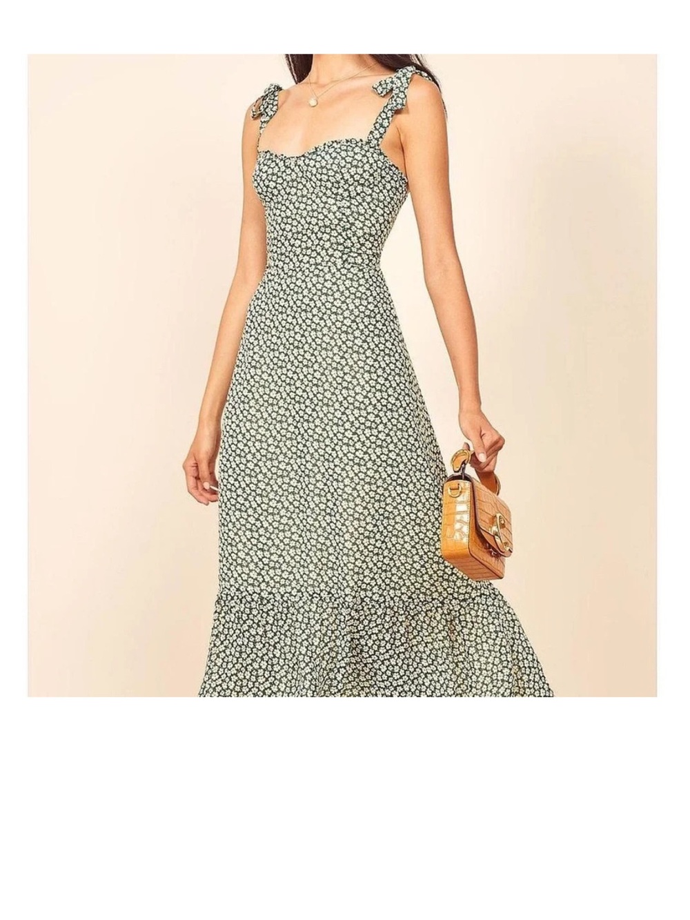 Reformation Nikita Midi Dress in Green Floral Print